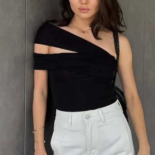 

2026 New Pure Desire Sexy Off Shoulder Backless Short Sleeve T Shirt Women Fashion Versatile Top Two Piece Set