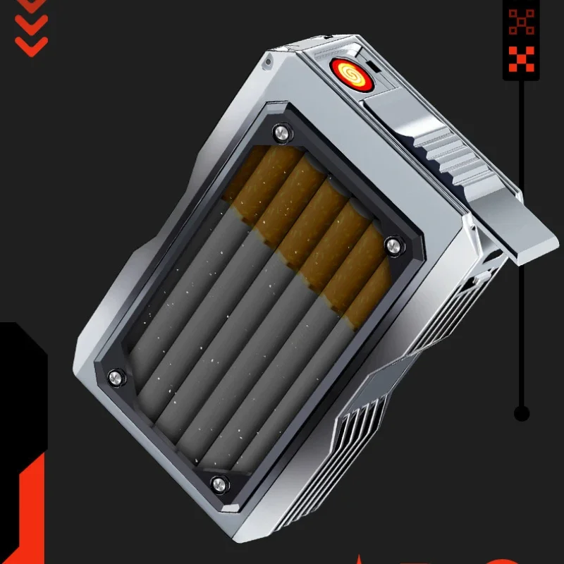 High-looking Transparent Cigarette Case and Lighter Cigarette Case with Tungsten Wire, Can Hold 20 Pieces, USB Cigarette Lighter