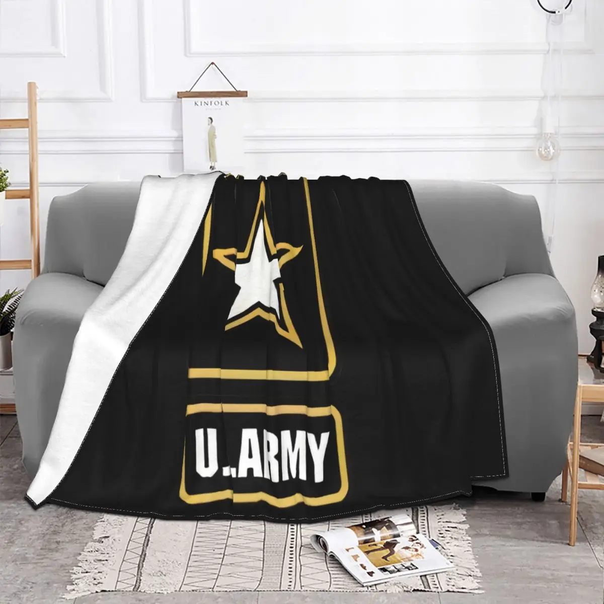 Us Army Crest Adults Mug Army Star Logo On Left Chest Women Men New Print Crewneck Throw Blanket