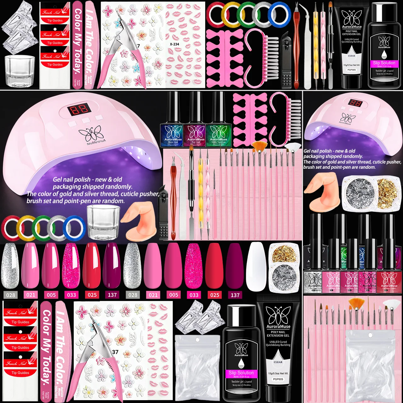 

1 Set, Complete Nail Art Set for Beginners With USB LED Nail Lamp, Nail Extension Gel for Acrylic Construction