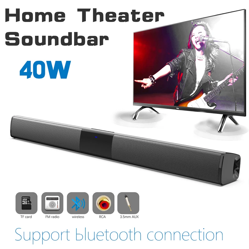 40W TV Car Sound Bar Wired and Wireless Bluetooth-compatible Home Surround SoundBar for PC Theater TV Computer Speaker