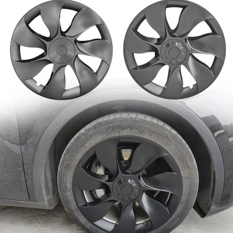 Exterior Accessories 19 Inch Black Hub Cover Fit For Tesla Model Y Replacement Wheel Covers