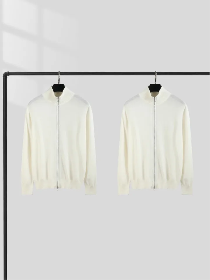 Men's Old Money Style New Zip Wool Cashmere Layering Base Layer Versatile Skin-Friendly Durable Zip Jacket