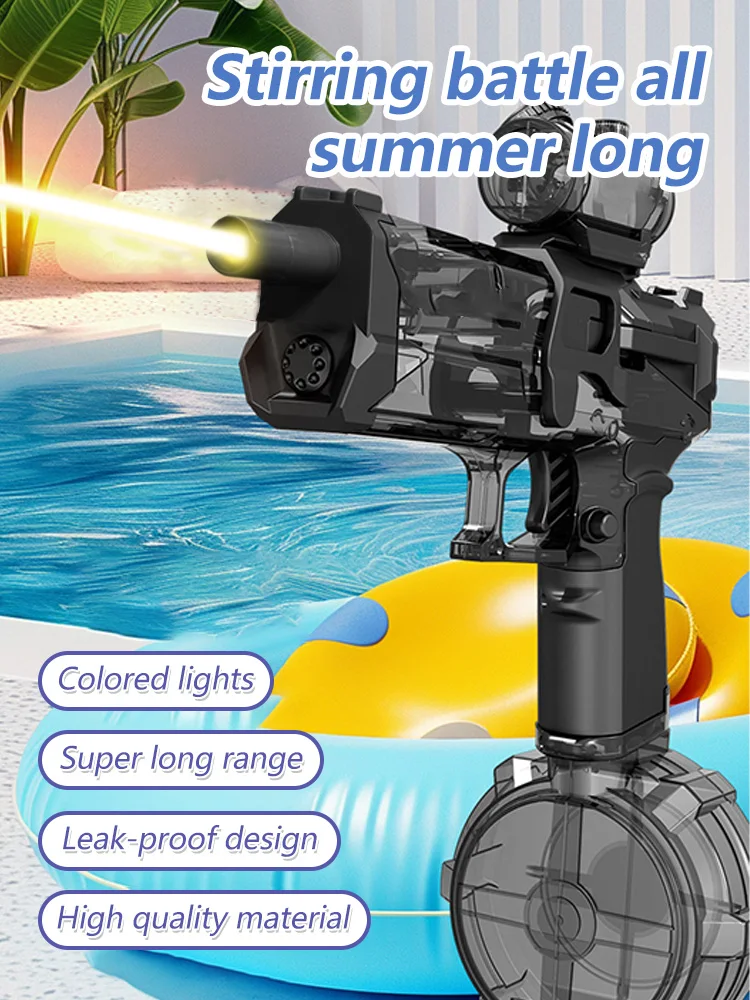 Summer New Electric Continuous Water Gun Simulated Flame Sensor Light Fully Automatic Water Gun Elektrisk Pulse Water Gun