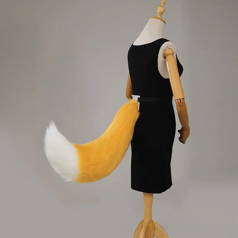 Handmade Furry Wolf Tail Girl Plush Cosplay Accessories Faux Fur Dog Tail Lolita Cos Animal Tails Halloween Party Kids Role Play