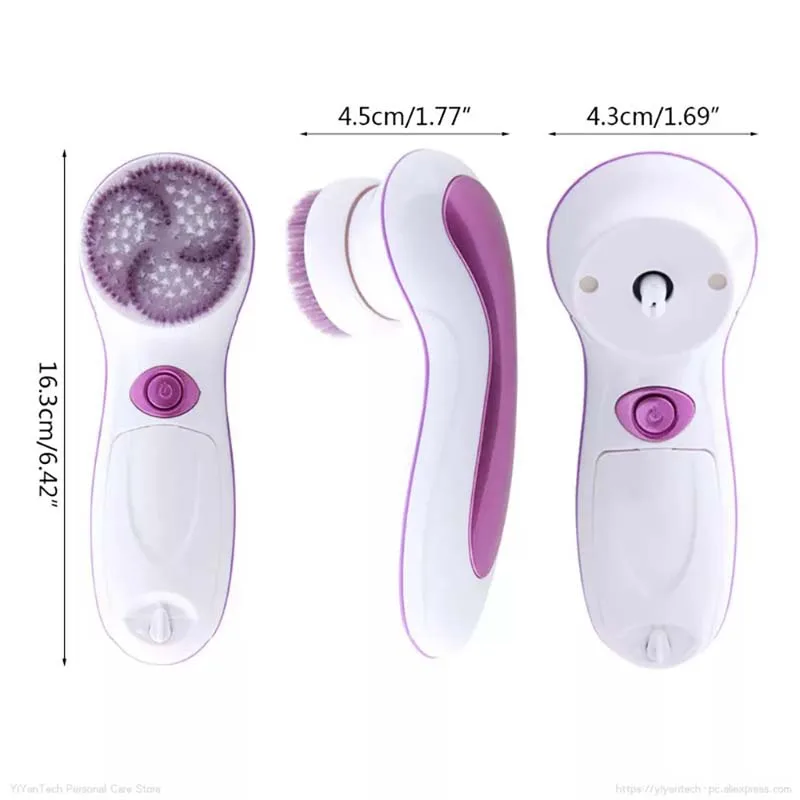 Portable 5 in 1 Facial Massager Deep Pore Cleaning Face Brush with Vibration Skin Care Tools for Nose and Lips