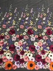 Colorful 3D Flower Lace Fabric, DIY Wedding Dress, Luxury, Latest, Width 130cm, Hot Selling by Yard