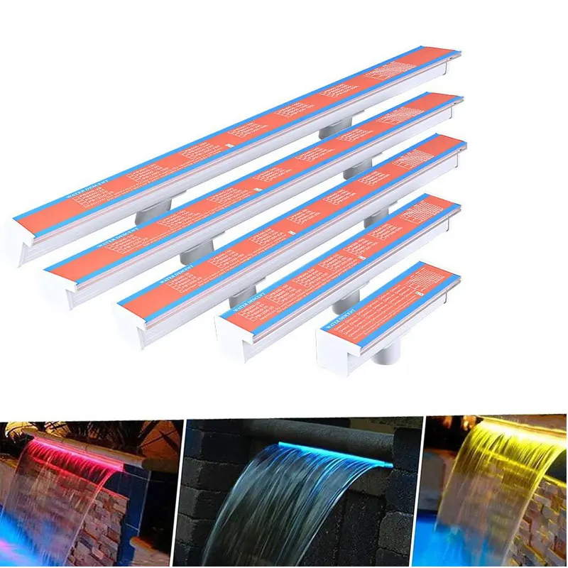 Pool Waterfall Spout Light RGB Remote App Control Wall Mounted Lamp for Outdoor Garden Swimming Pool Curtain Fountain Lighting