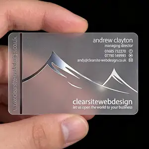 Bilashmart PVC Transparent Business Card Thank You Card 0.38mm Thickness Waterproof Print Your Own Single Sided Business Cards Personalized