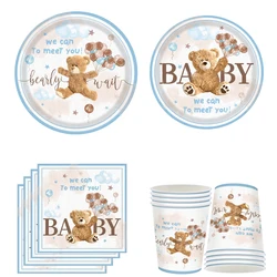 10Guess Cute Bear Teddy Chicken Britanware, Baby Shower, We Can to Meet You, Assiettes pour garçon et fille, Serviette standard, Baby Wait, Babyshower