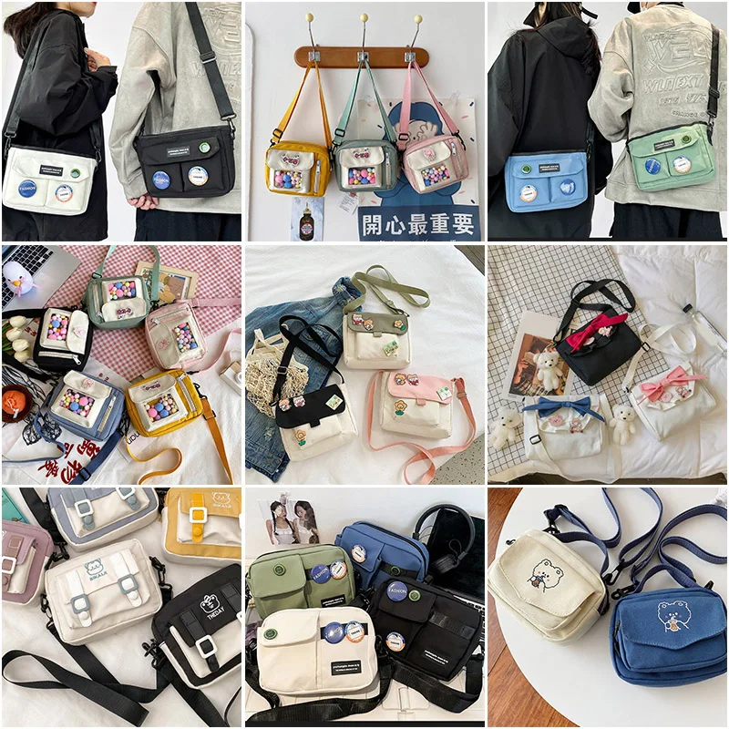 

Shopping Bags Women Sweet Kawaii Printed Canvas Leisure Daily Shop Bag Crossbody Purse New