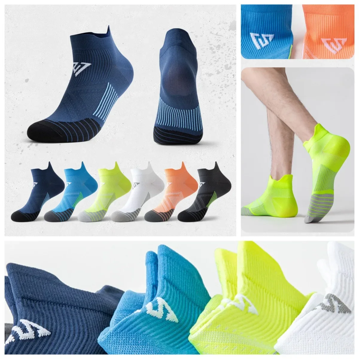 One Pair of Professional Marathon Running Sock Outdoor Sports Fitness Thickened Cushioned Short Tube Low Cut Boat Ankle Socks
