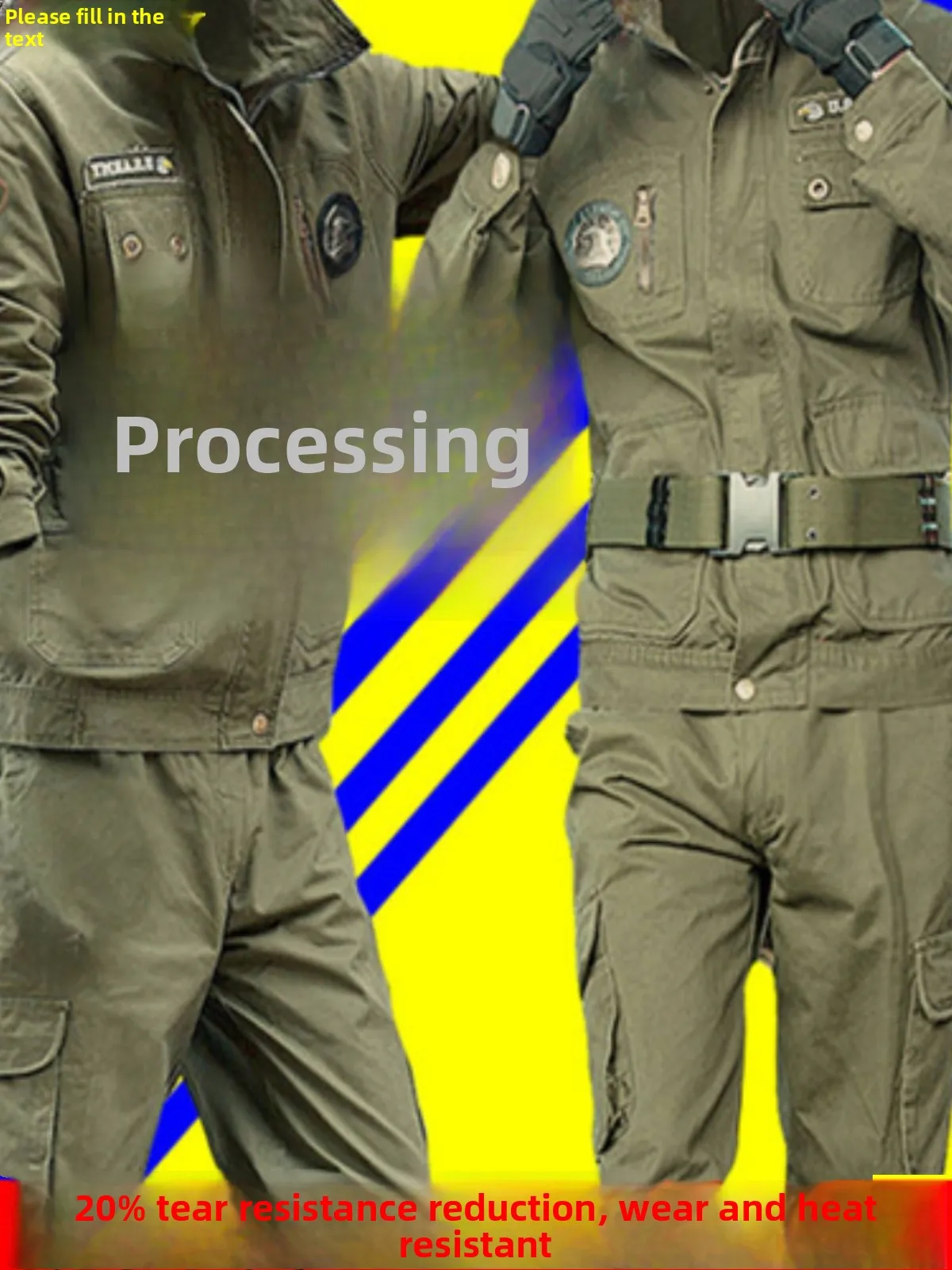 Thiened 耐摩耗性メンズ作業服セット春秋ルーズフィット溶接保護スーツ綿 Fac Workop