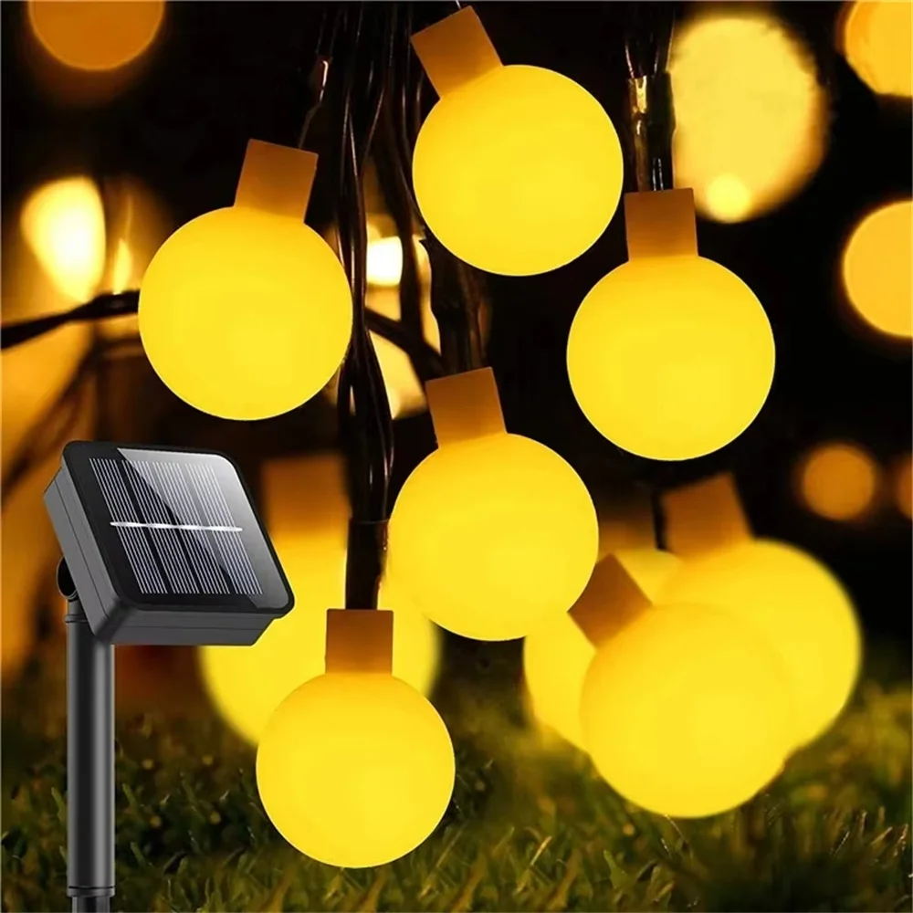 100 LED Frosted Globe Solar String Lights IP65 Outdoor Fairy Light For Halloween Christmas Party Garden Decoration 8 Modes