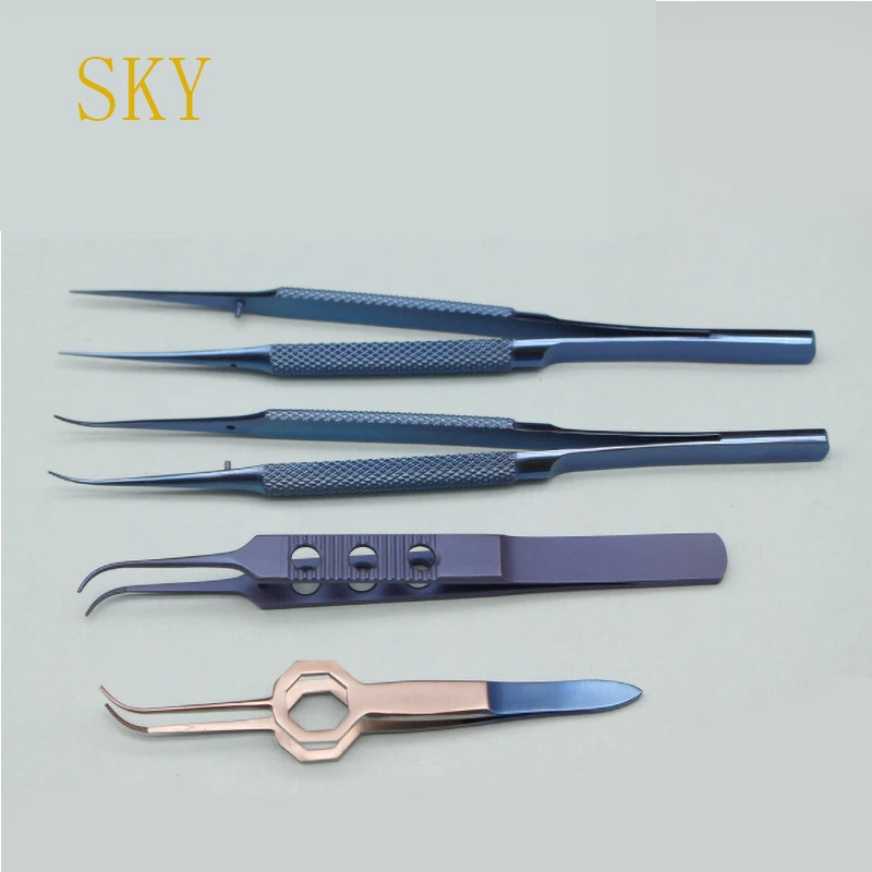 

Micro ophthalmic instruments iris tweezers stainless steel titanium alloy tweezers thickening horizontal stripe hair transplant