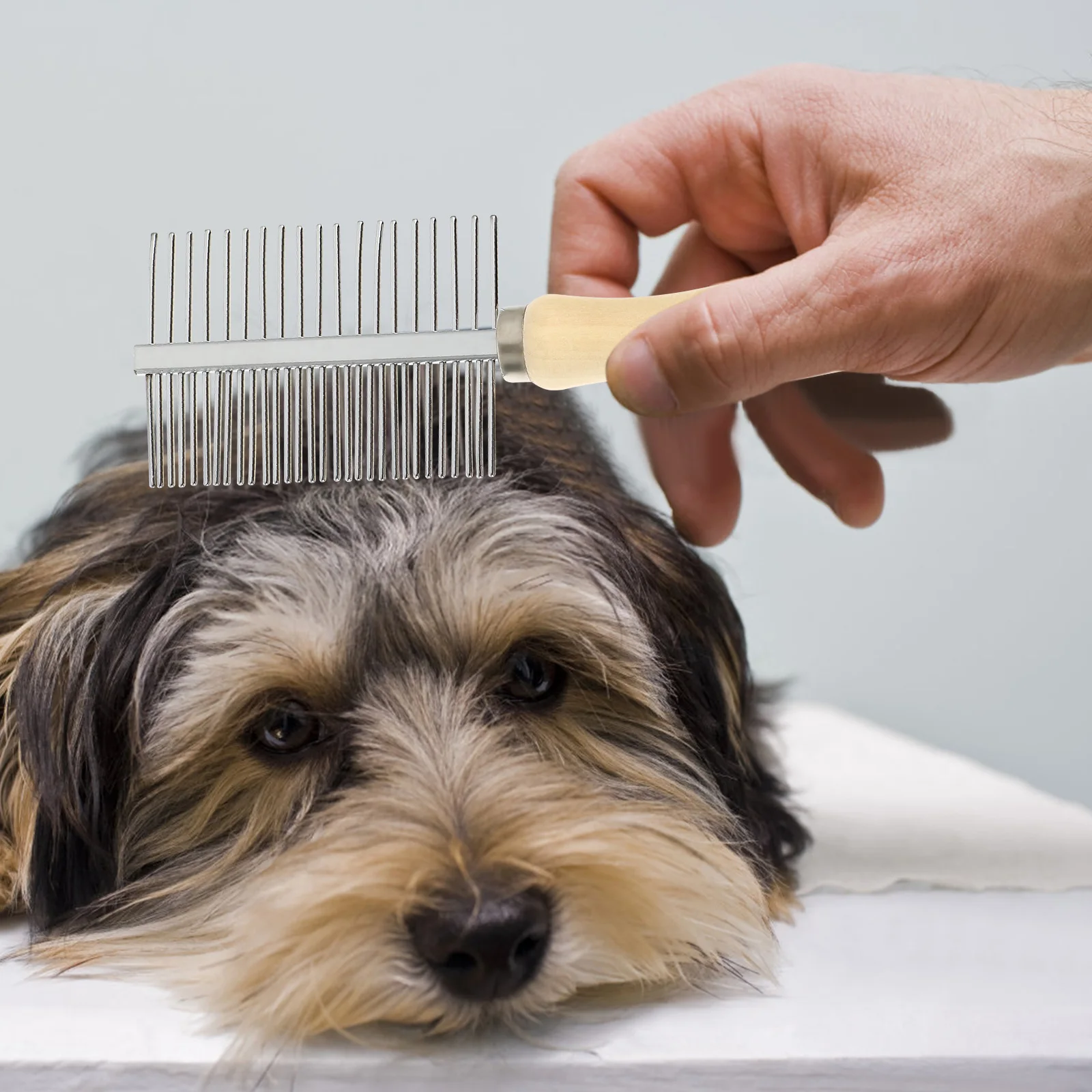 

Double Sided Pet Grooming Comb Stainless Steel Wood Handle 17X5.2Cm Fine Normal Teeth Dog Hair Brush For Cat Grooming Tool Pet