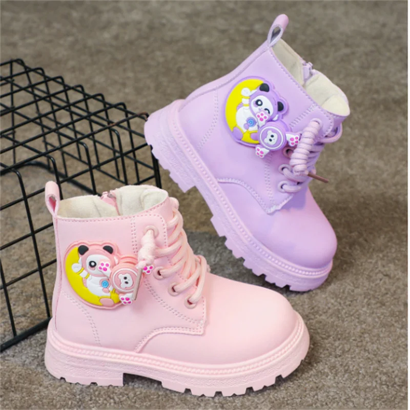 

2025 New Autumn Children Boots Pu Leather Cute Cartoon Toddler Kids Boots Waterproof Non-lip Fashion Girl Boots