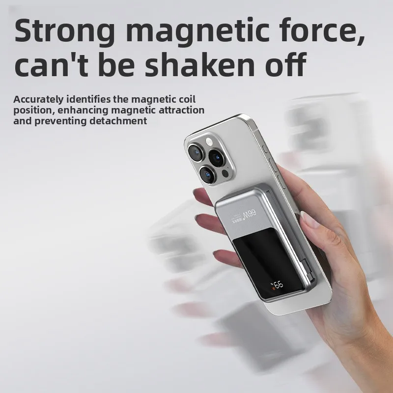 بنك طاقة لاسلكي مغناطيسي بقدرة 10000 مللي أمبير في الساعة مع شحن سريع بقدرة 66 وات. يتضمن كابلًا لهاتف IPhone وXiaomi وHuawei وSamsung المحمول #2