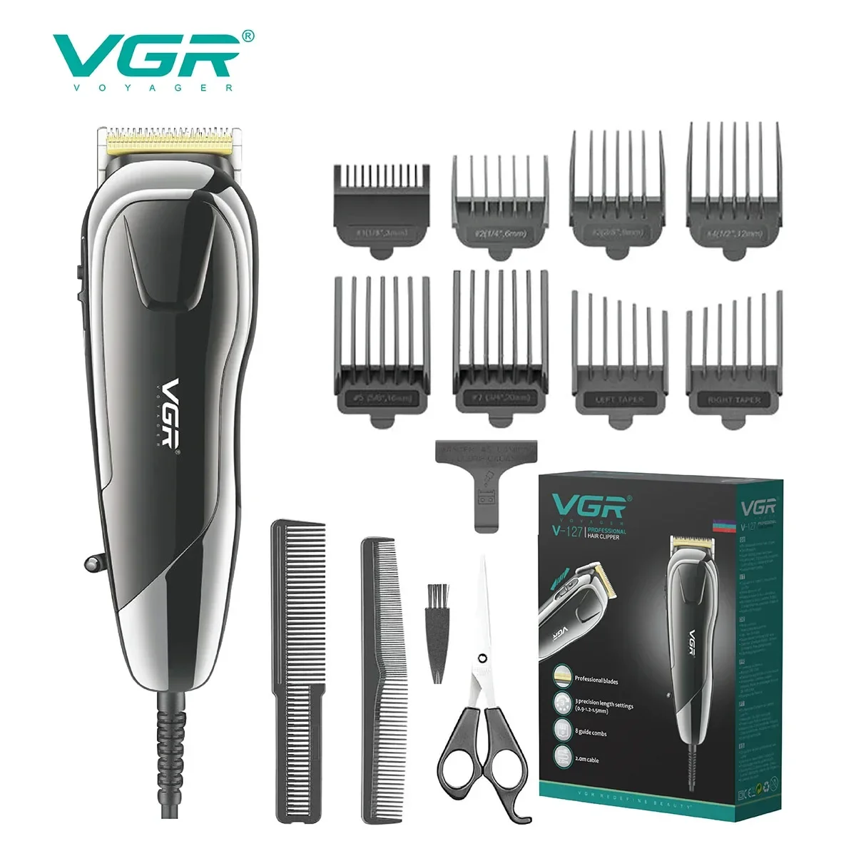 VGR Hair Cutting Machine Electric Hair Clipper Professional Hair Trimmer Adjustable Haircut Machine Wired Trimmer for Men V-127