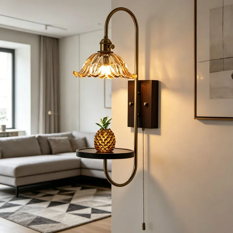 Amber Green Glass Wall Lamp Bedroom Foyer Hotel Art Sconce
