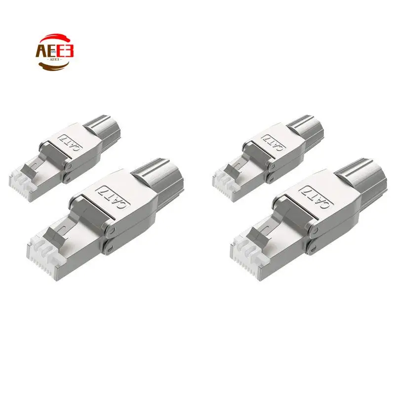 AEE3-4 Pcs For RJ45 CAT7 Connectors Tool Free Shielded Toolless Modular Network Plug For Installation Cable