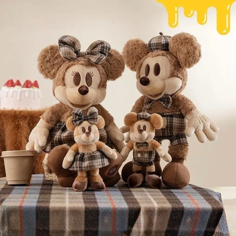 

18Cm Disney Mickey Mouse Minnie Chocolate Color Soft Plush Stuffed Toy Keychain Handbag Suspension and Key Anti-Lost Decoration