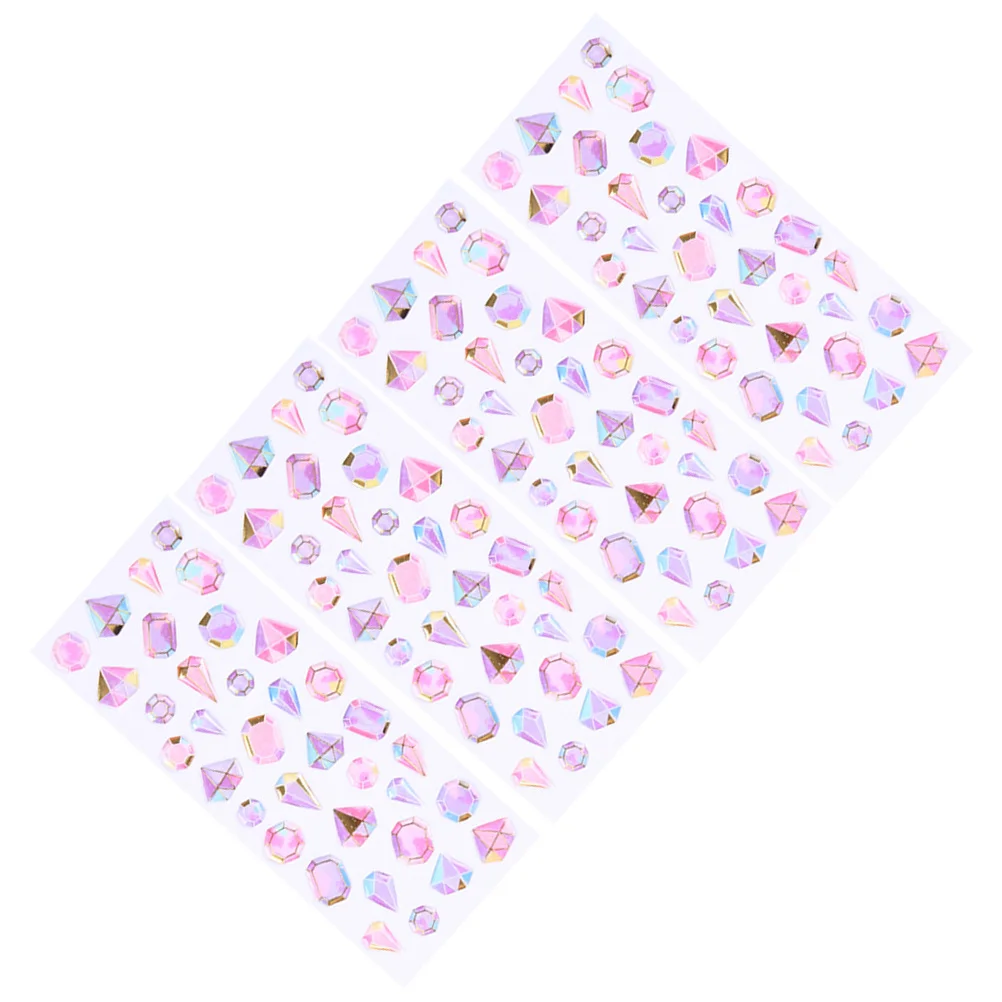 

4pcs Diamond Sticker Shiny Unique Design For Scrapbook Diy Photo Album Decor Crystal Sticker Craft Journal Kids Art Classroom