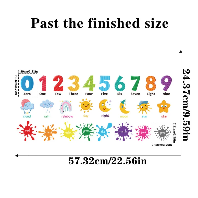 Kids room 3d number wall sticker self adhesive colorful wall art decal kindergarten school decoration