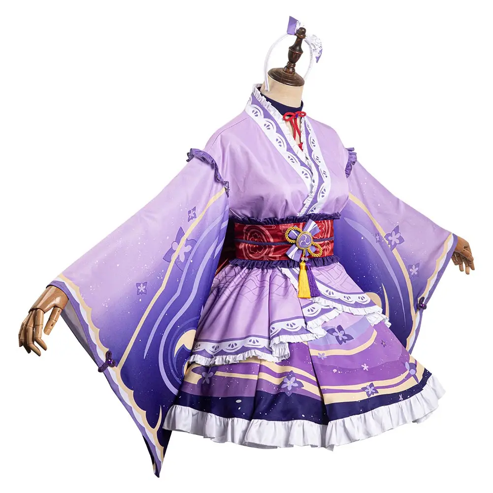 Genshin Impact Raiden Shogun Cosplay Kostuum Vrouwen Lolita Jurk Kimono Outfits Halloween Carnaval Party Pak