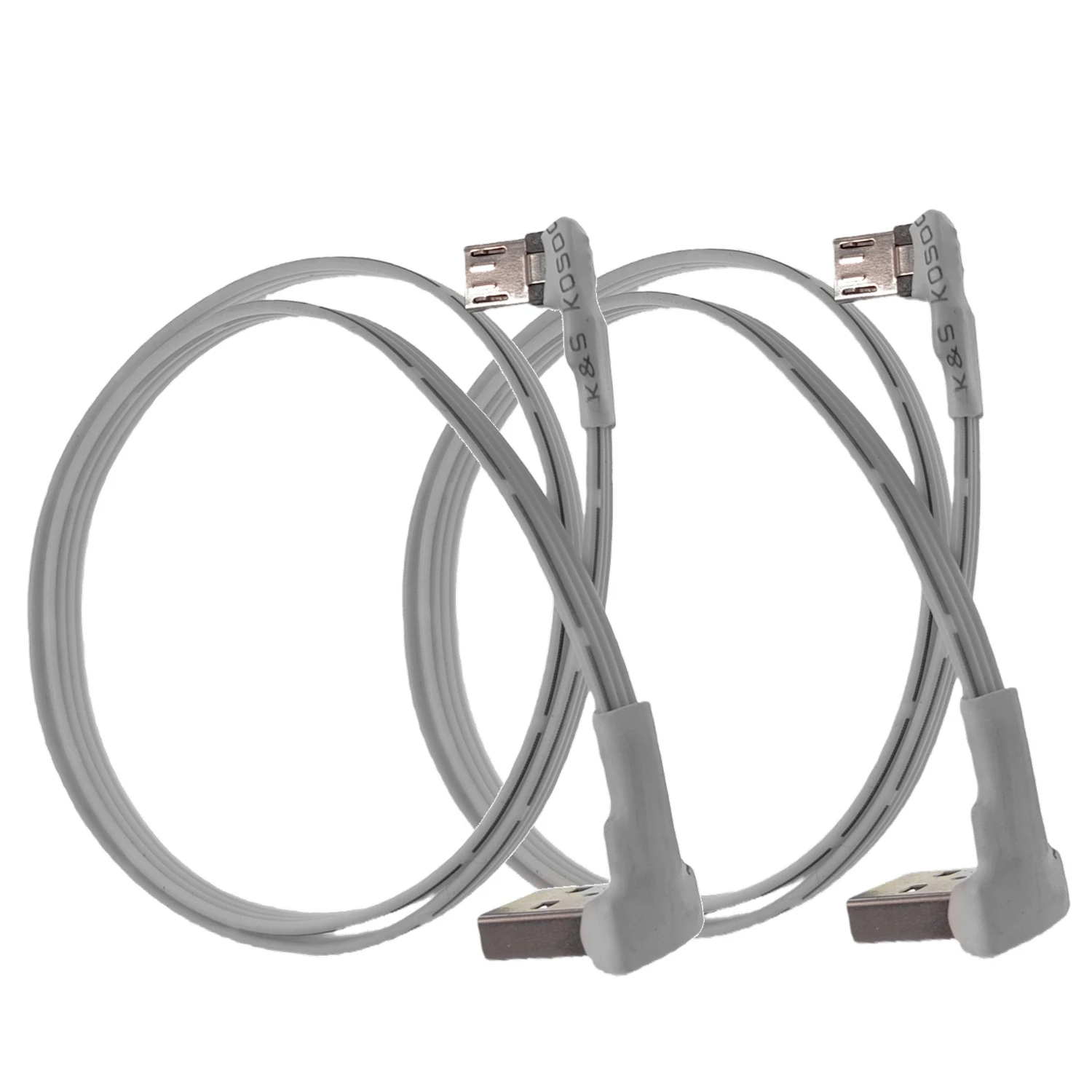 white Flat elbow Micro USB data charging line, straight UP Down left and right USB universal data cable for Android phones 50CM