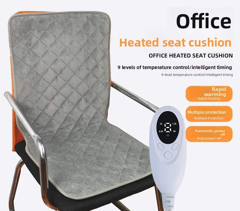 For Heated Seat Cushion with Backrest Electric Chair Pad Removable Washable Waist Warmer Office Home Car Heating Artifact