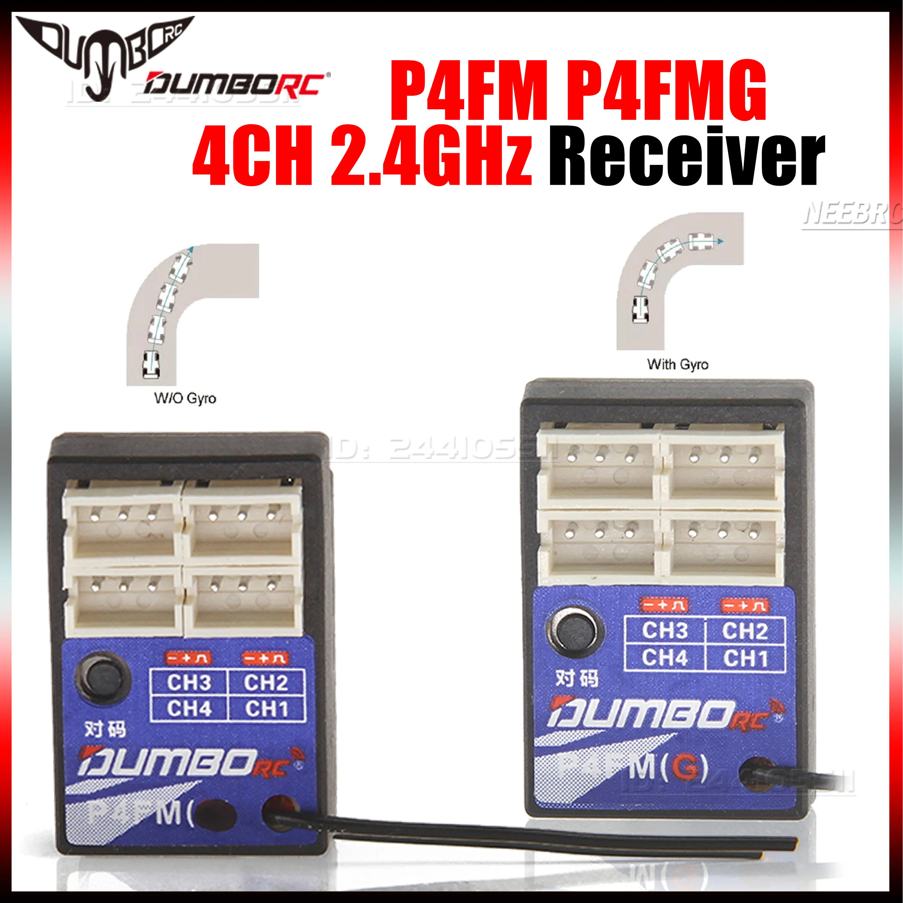 DUMBORC P4FM 4CH P4FMG Con Giroscopio 2.4G Mini Ricevitore per DDF-350 X6 X6PM X4 RC Trasmettitore Telecomando FAI DA TE Auto Barca Serbatoio