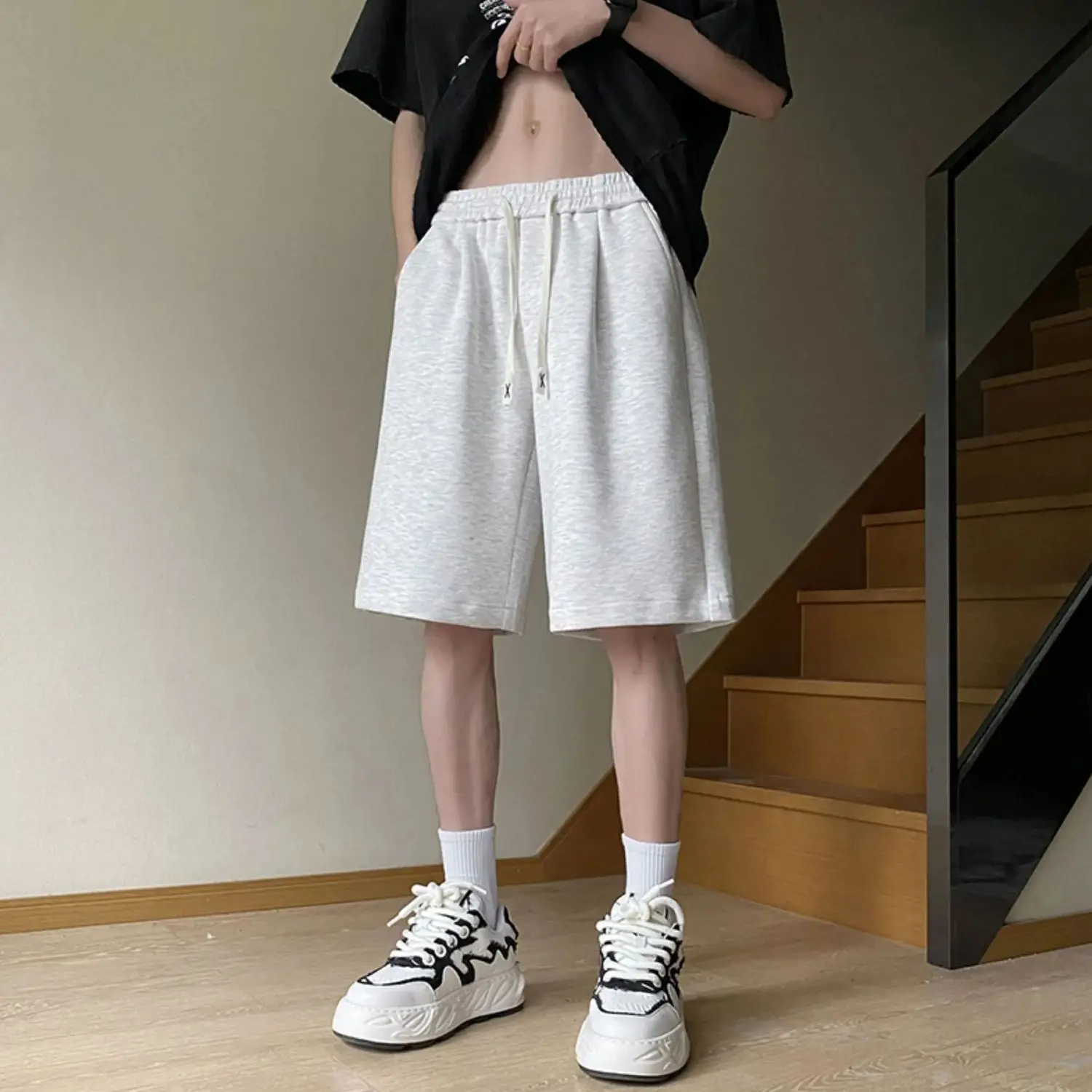 

American sports running shorts men's summer new style trend solid color loose versatile straight casual shorts outer wear