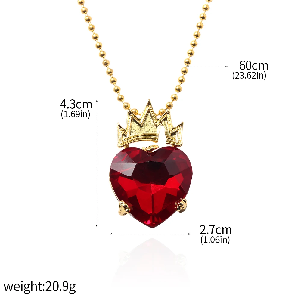 Movie Descendants Necklace Evie Fairest Red Heart Crown Pendant Necklace for Women Jewelrry Accessories