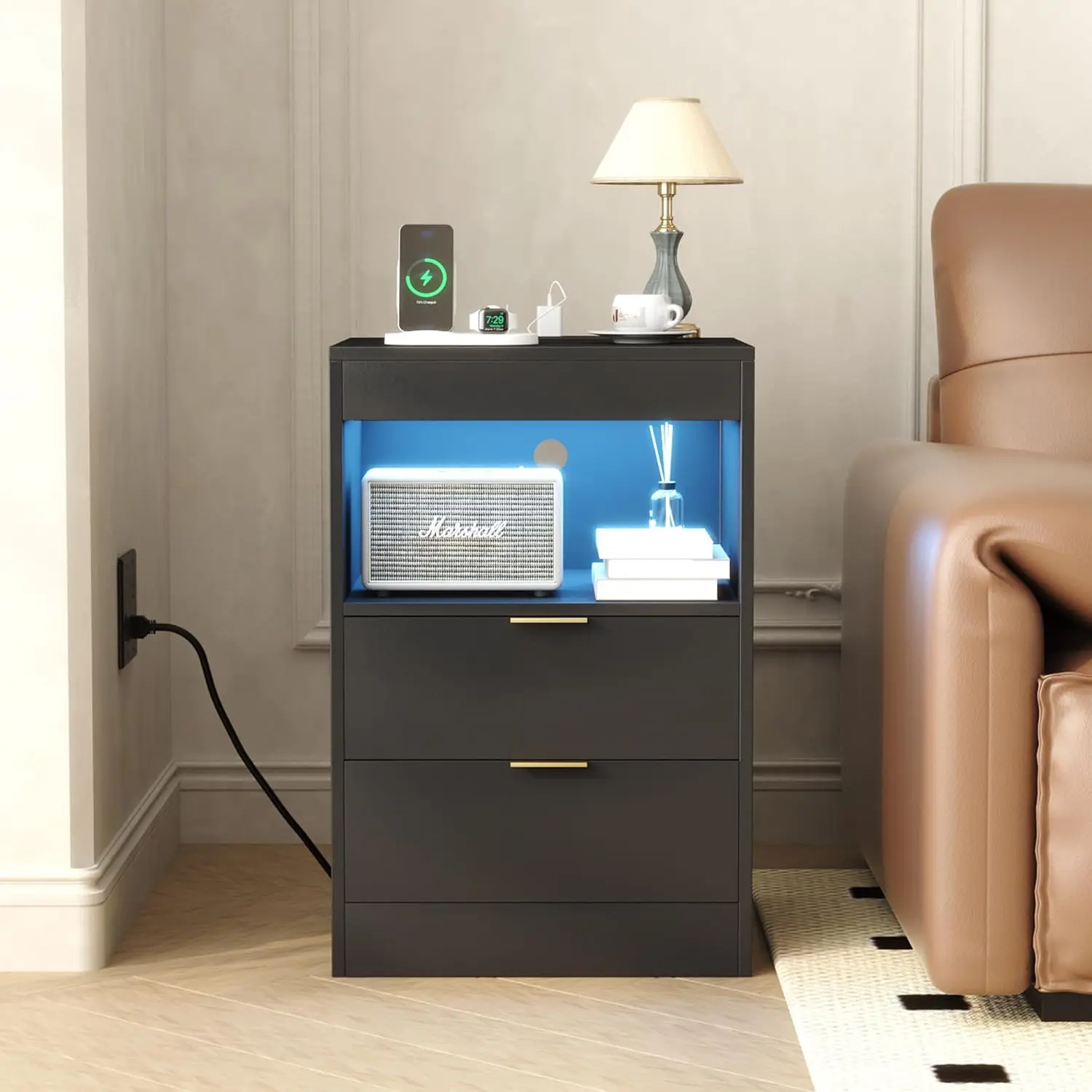 Light Wireless USB Charging For Home Furniture Living Room &Smart Multifunctional Bedroom Nightstand Bluetooth Speaker Ambient
