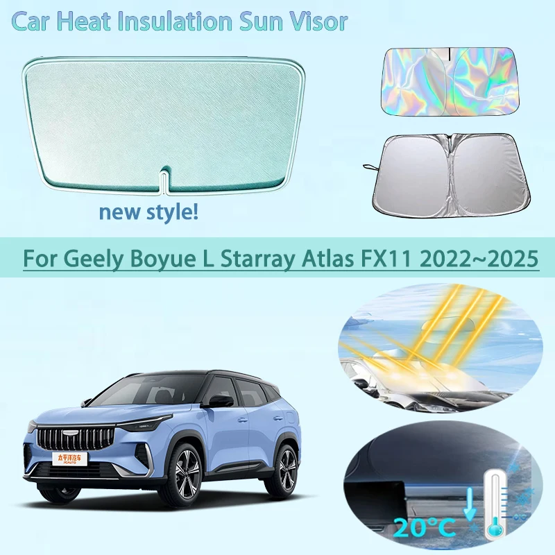 Car Front Windshield Sunshade Heat Insulation Sun Visor Summer Auto Accessories For Geely Boyue L Starray Atlas FX11 2022~2025
