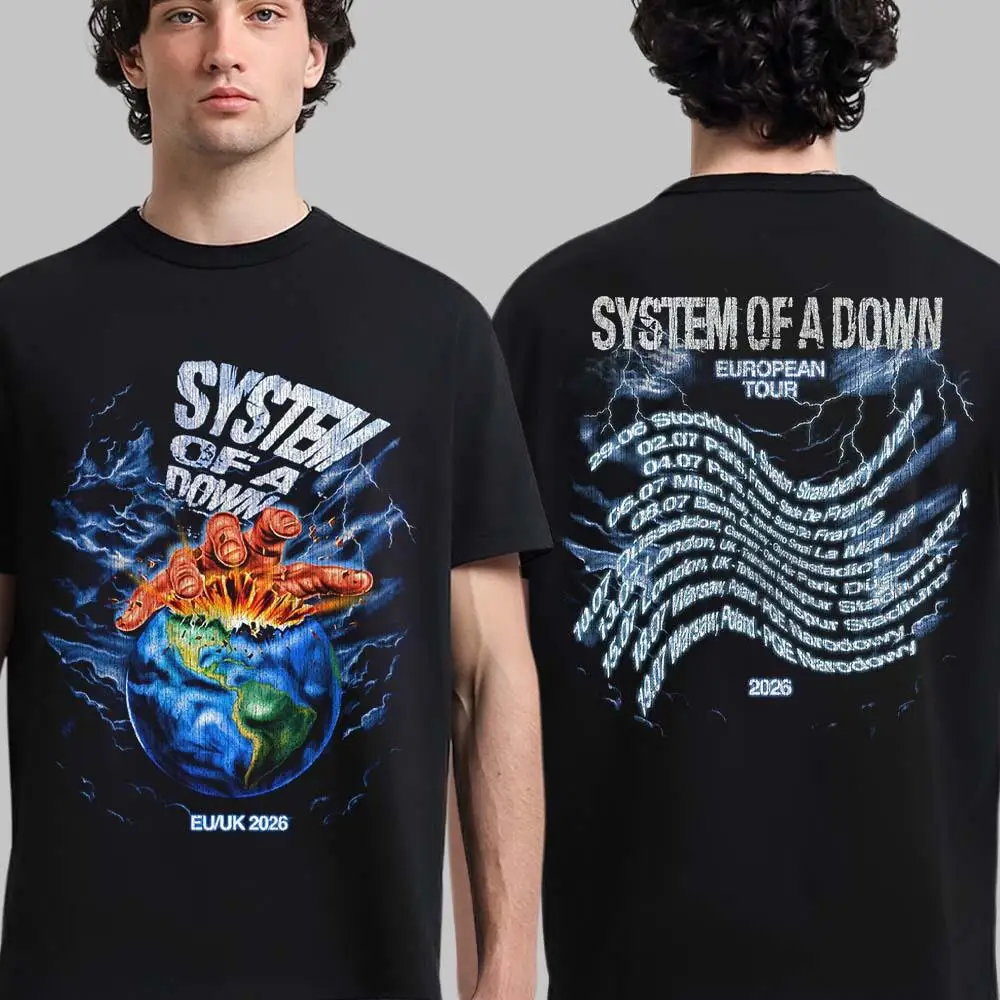 System of A Down European Tour EU/UK 2026 T-shirt Men Women Summer 100 Cotton Clothing Oversize Short Sleeved Top Streetwear