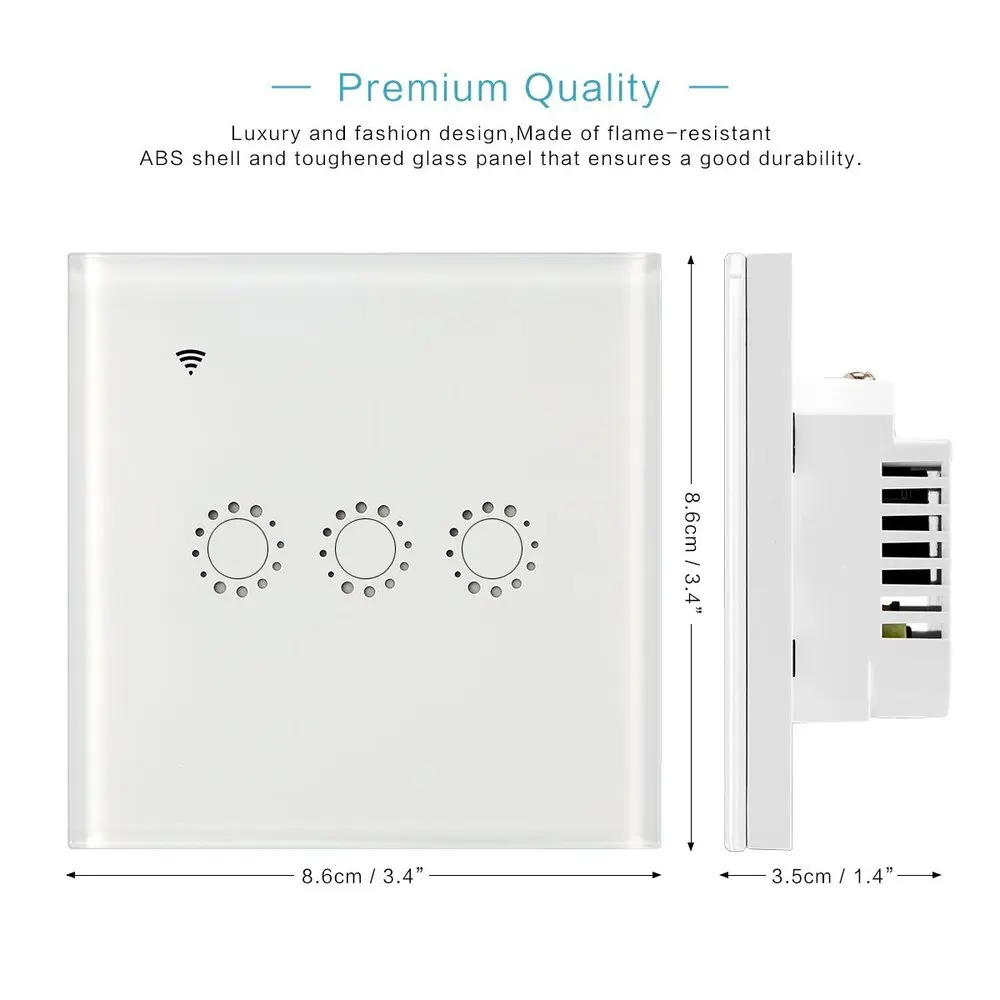 Smart Life-interruptores de pared Ewelink con WiFi para el hogar, Panel de cristal táctil de luz con Control remoto por voz inalámbrico por Alexa y