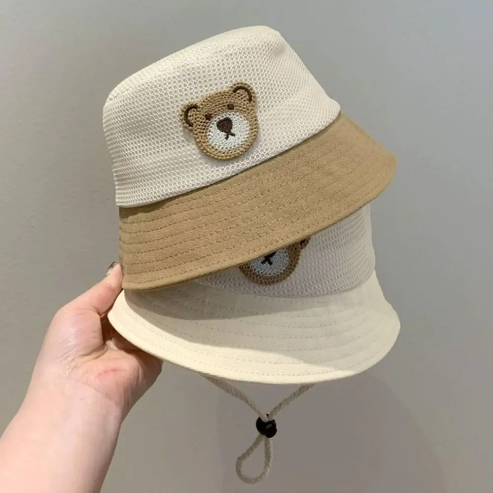 

Cartoon Bear Children Sun Visor Hat Sun Protection UV Protection Sunscreen Buckets Hat Breathable Fisherman Hat Summer