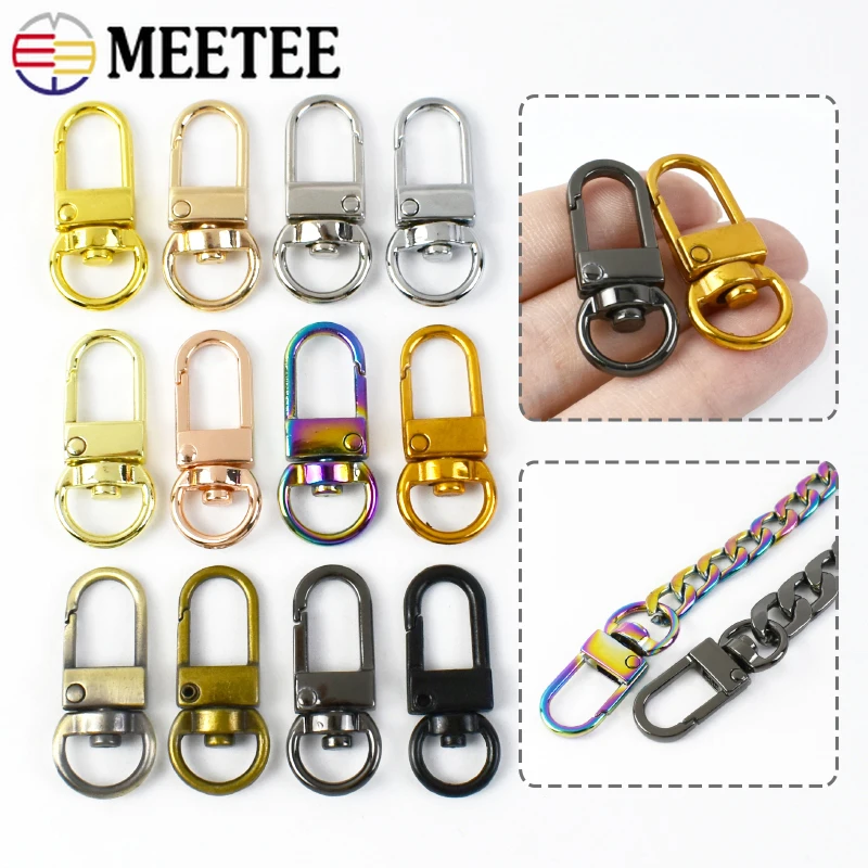 

10/20Pcs Meetee 10mm Spring Hook Metal Buckles for Bag Chain Connect Buckle Dog Collar Hooks Clasp Keychain Snap DIY Accessories