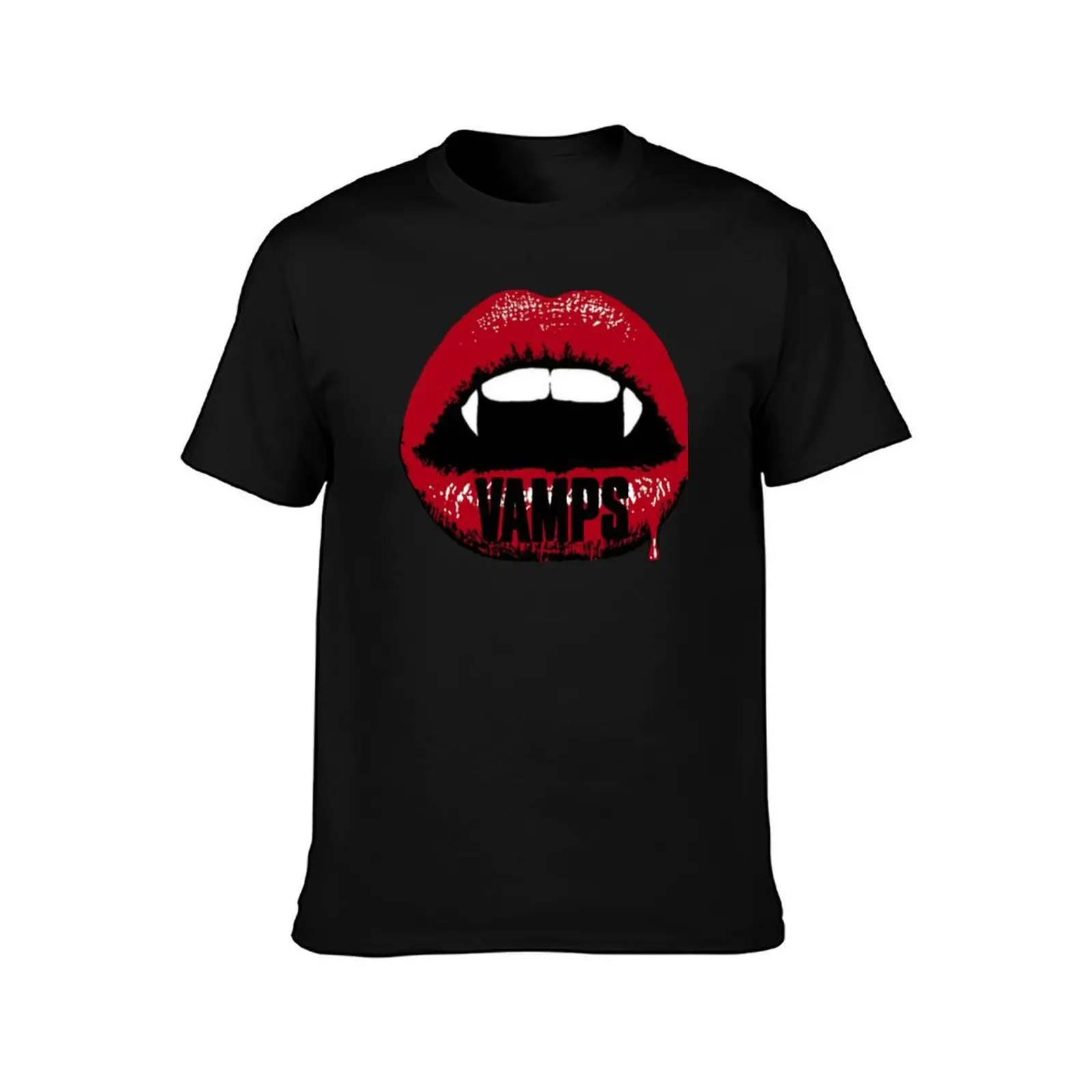 Vamps Lips T-Shirt, Summer Casual Cotton Tee, Oversized Streetwear Tops, Vintage Graphic Print, Loose Fit Short Sleeve