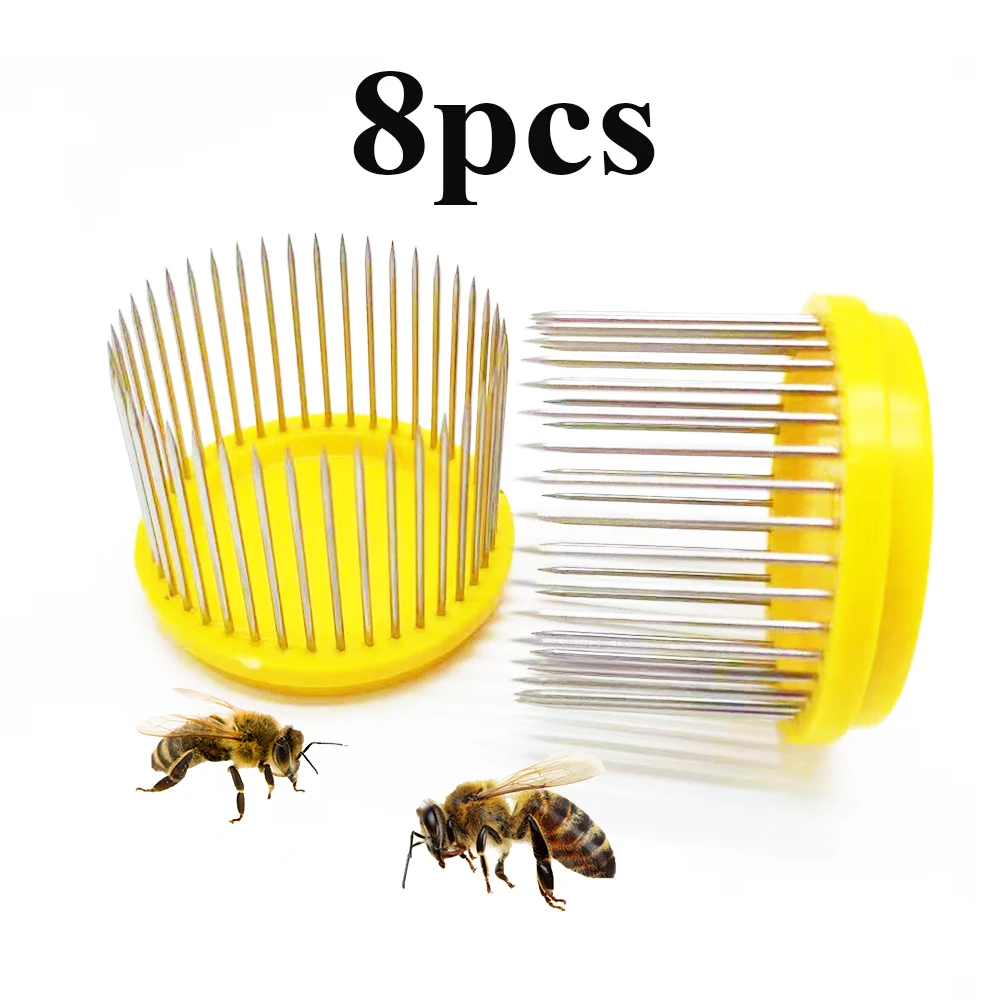 

New Queen Introduction Intro Cage Stainless Steel Needle Press Push In Against Comb To Colony Beekeeping Tools Supplies 8PCS