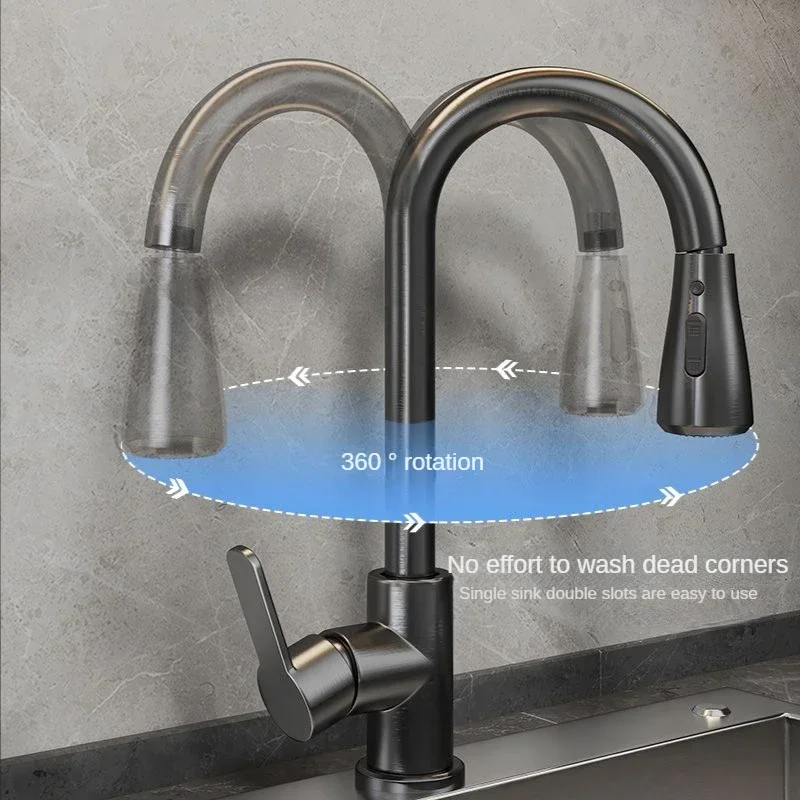 Pull kitchen faucet cold and hot  dual purpose splash proof faucet fast heating household wash  faucet