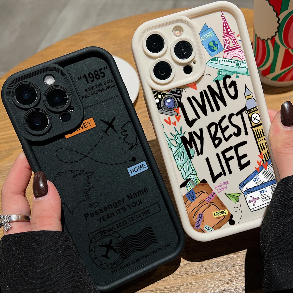 Flight Route Statue of Liberty Phone Case for Vivo V30 SE V30e V29 V25 V23 V21 V23e Y50 Y36 Y35 Y29 Y28 Y21 Y20 Y17 4G 5G Cover