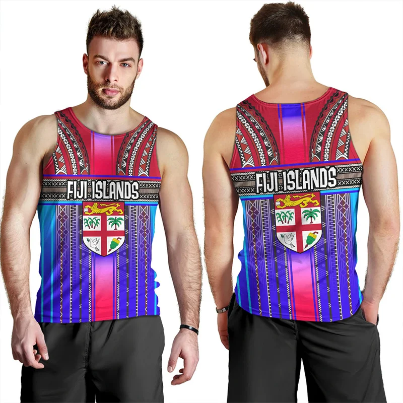 Summer Harajuku 3D Printing Flying Fijians Tank Top Fiji Emblem Fijian Pride Graphic Gym Tank Top Men Cool Streetwear Clothing