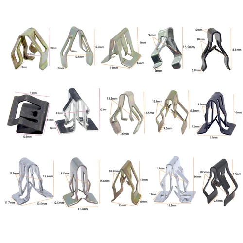 Imagen 2 del producto 15 tipos de modelos de Clips de Metal que se adaptan a radios de carrocería de coche, tablero, DVD, retenedores tipo U, Panel embellecedor de instrumentos