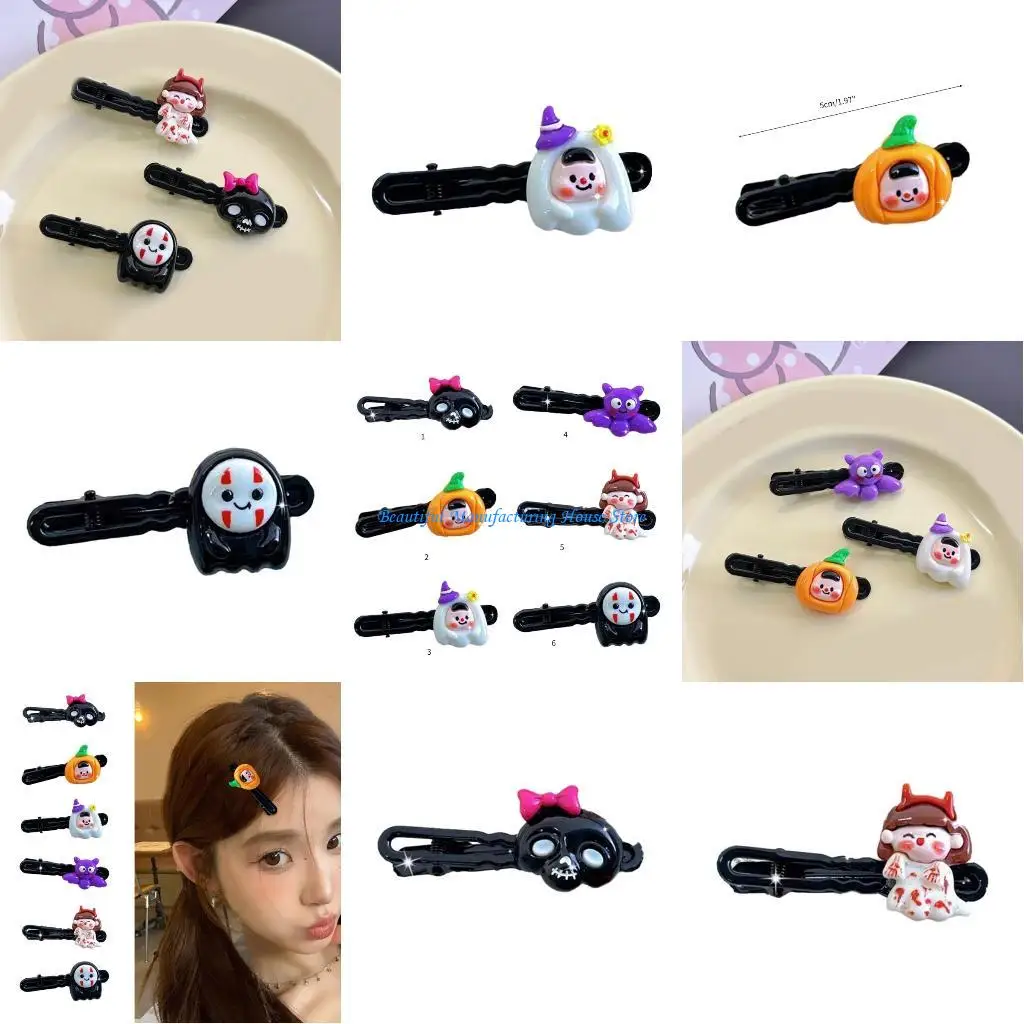 E56A Punk 90s Aesthetic Duckbill Halloween  Hairpin for Woman Charm Hair Clip