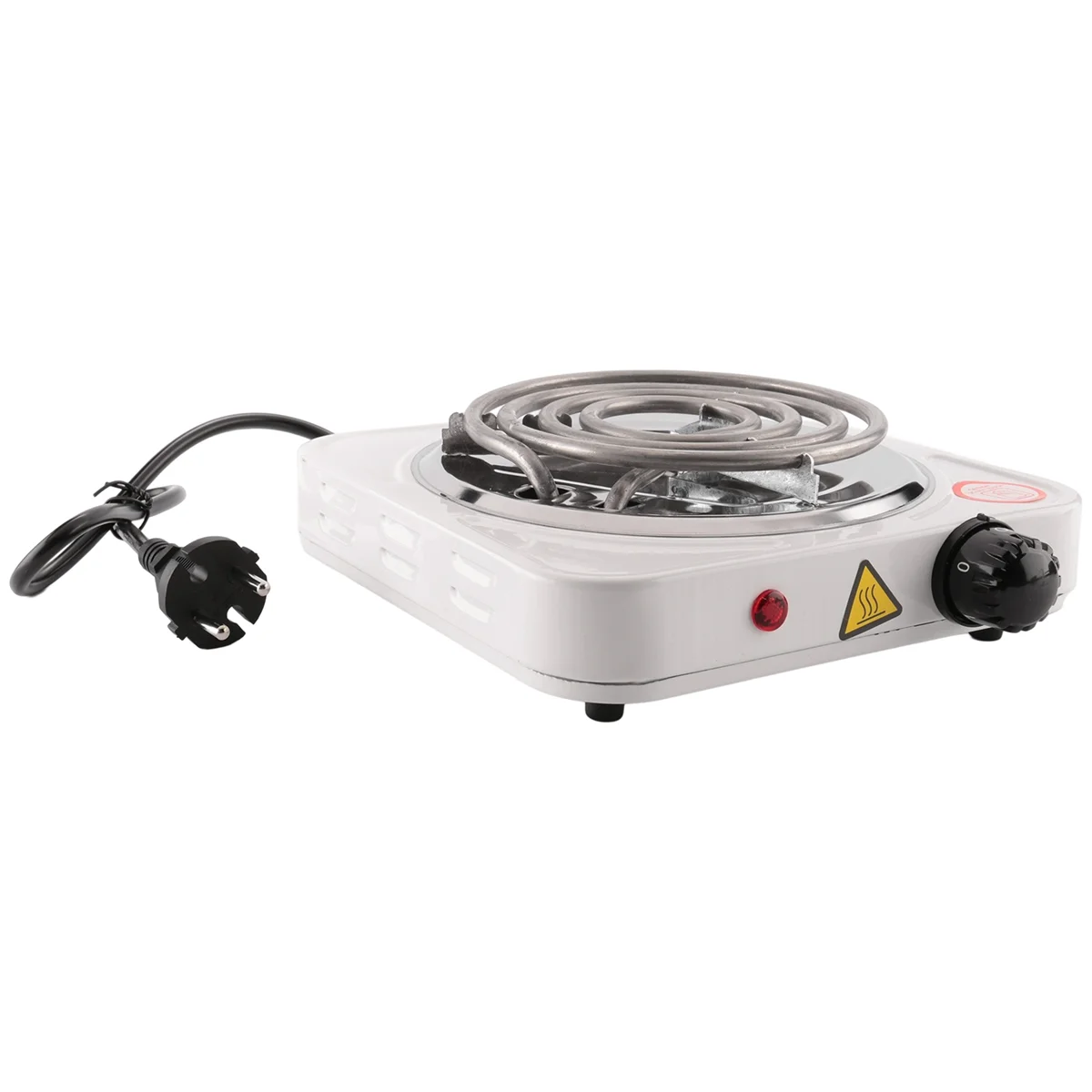 Electric Single Burner Cooktop, Compact and Portable, Adjustable Temperature Hot Plate, 1500W, White & Stainless Eu Plug