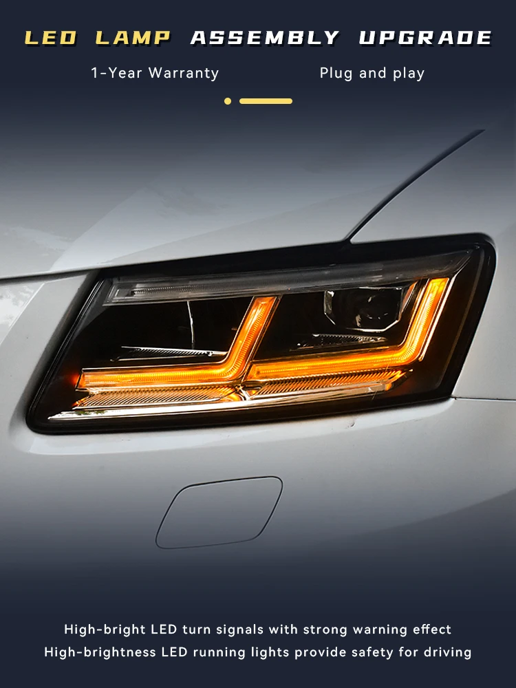 أضواء السيارة لأودي Q5 2008-2018 كامل LED المصابيح الأمامية الجمعية ترقية العارض عدسة DRL ثنائية زينون إشارة الجبهة ملحقات المصابيح