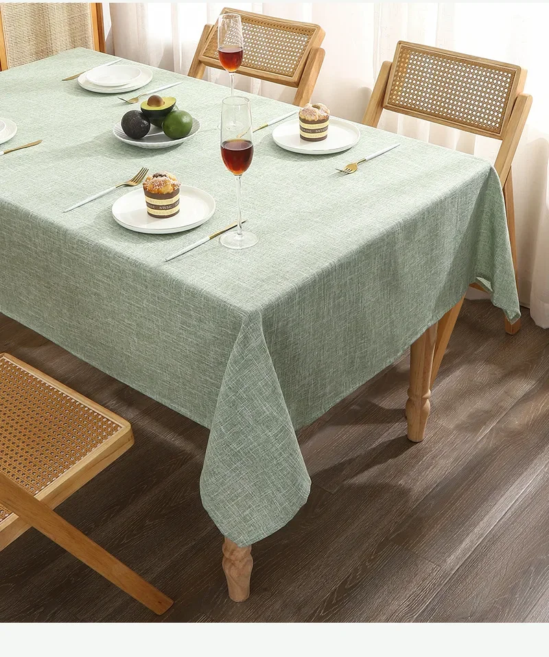Cotton Linen Waterproof Tablecloth Green Table Vintage Dining Table Cover For Christmas Kitchen Party Birthday Decor
